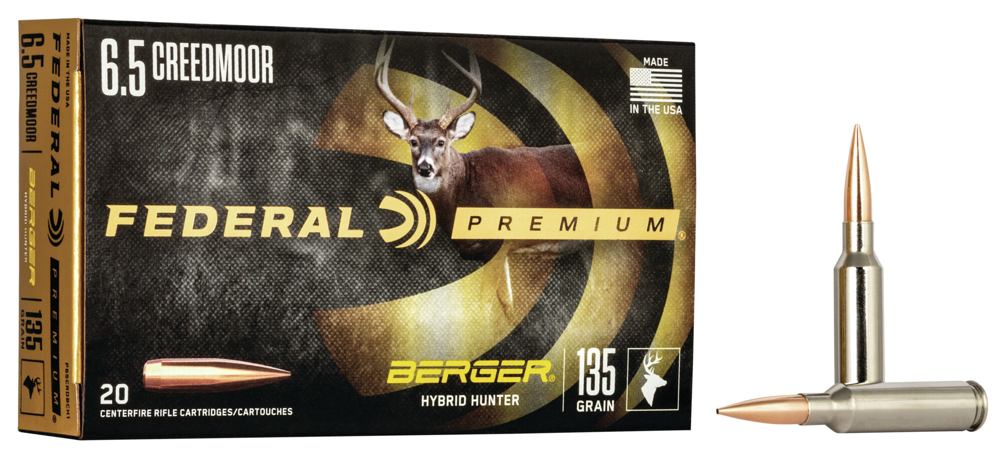 Federal Premium BERGER HYBRID HUNTER 6.5 Creedmoor 135 Grain Berger Hybrid Centerfire Rifle Ammunition