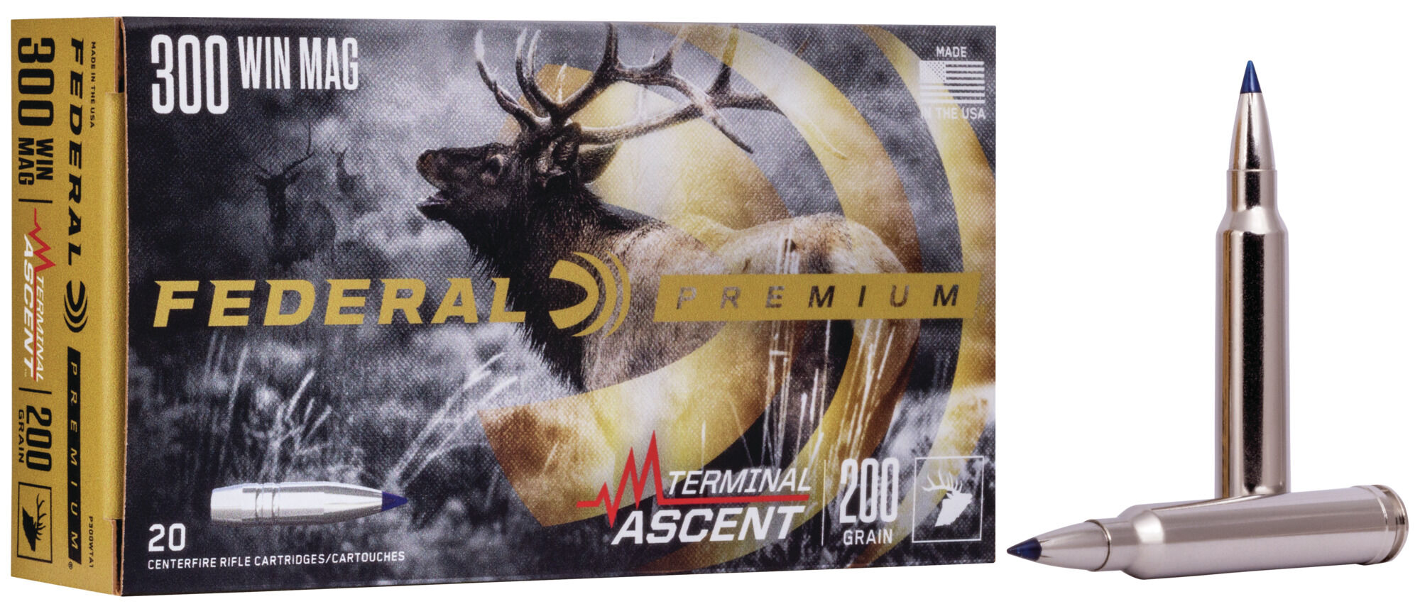 Federal Premium TERMinAL ASCENT .300 Winchester Magnum 200 Grain Terminal Ascent Centerfire Rifle Ammunition