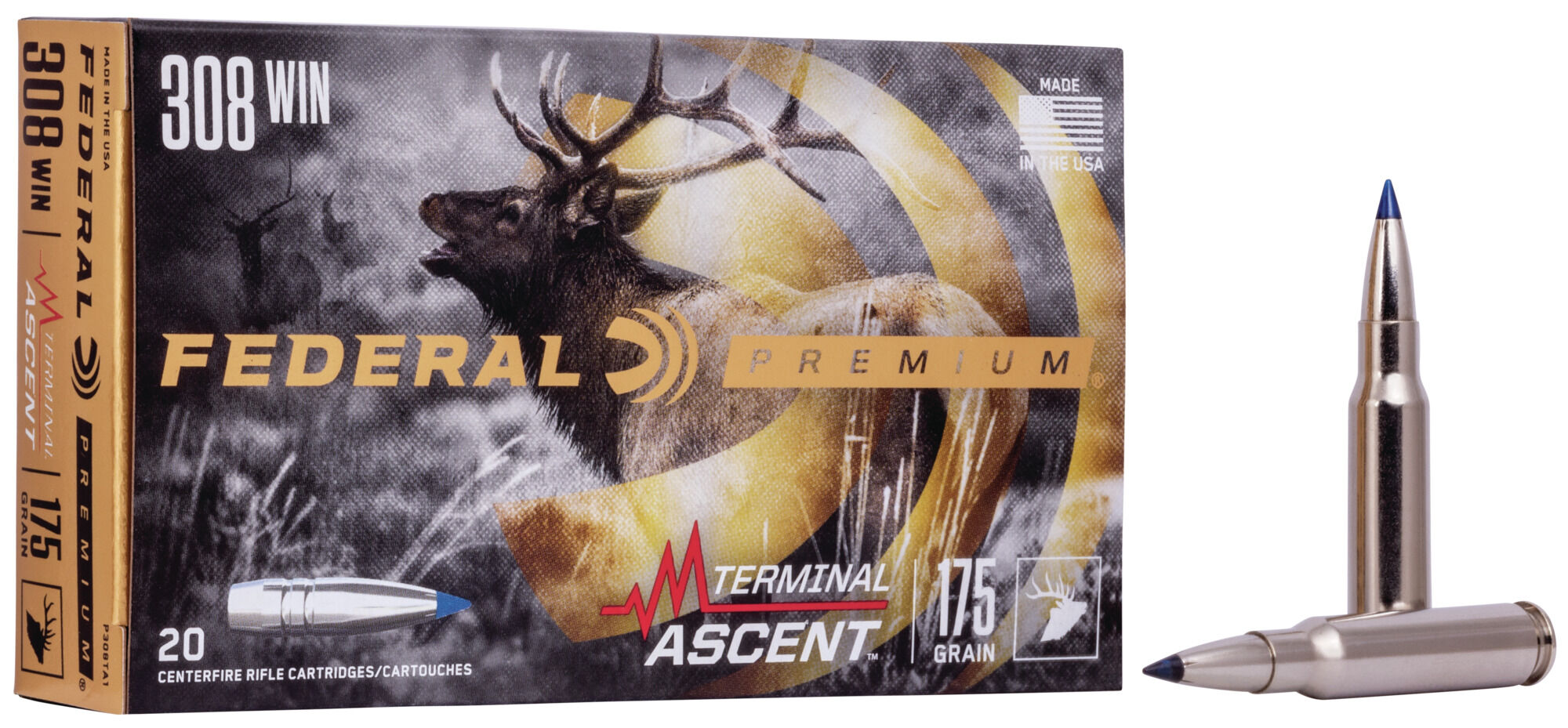 Federal Premium .308 Win 175 Grain Terminal Ascent Centerfire Rifle Ammunition