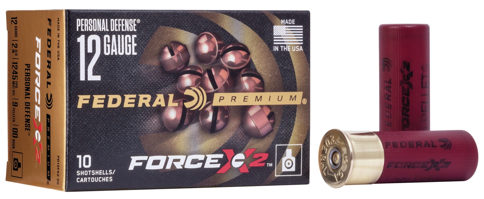 Federal Premium Premium Personal Defense 12 Gauge 9 Pellets Shotshell Force X2 Shotgun Ammunition