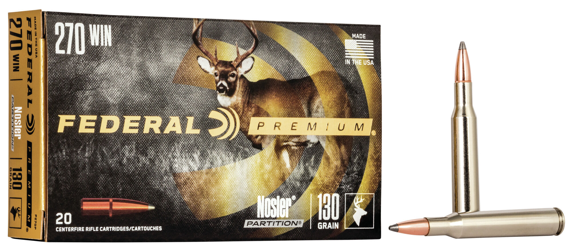 Federal Premium VITAL-SHOK .270 Winchester 130 Grain Nosler Partition Centerfire Rifle Ammunition