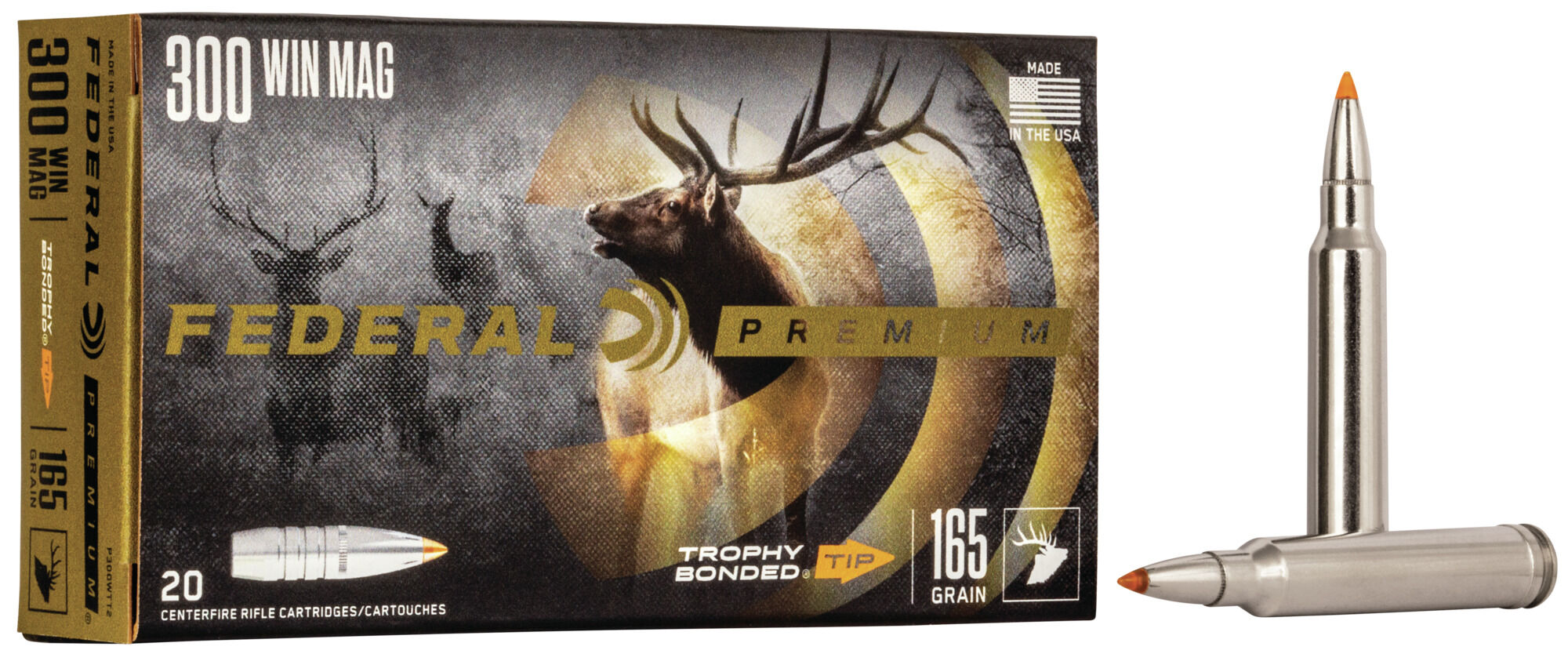 Federal Premium VITAL-SHOK .300 Winchester Magnum 165 Grain Trophy Bonded Tip Centerfire Rifle Ammunition