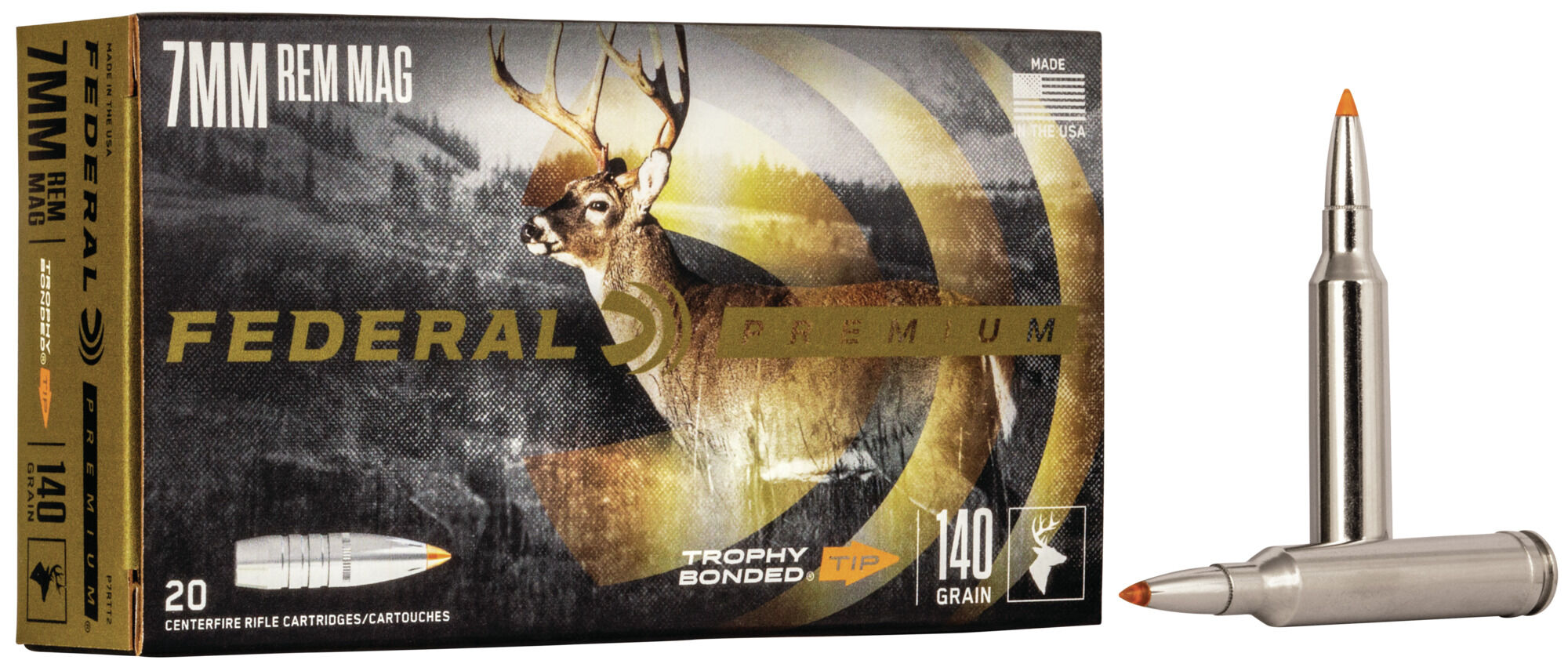 Federal Premium VITAL-SHOK 7mm Magnum 140 Grain Trophy Bonded Tip Centerfire Rifle Ammunition