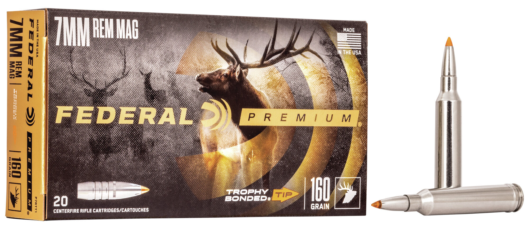 Federal Premium VITAL-SHOK 7mm Magnum 160 Grain Trophy Bonded Tip Centerfire Rifle Ammunition