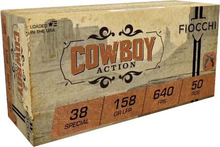 Fiocchi Cowboy Action 38 Special 158 Grain Lead Round Nose Flat Point Brass Pistol Ammunition