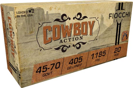 Fiocchi Cowboy Action 45-70 Gov 405 Grain Lead Round Nose Flat Point Brass Case Rifle Ammunition