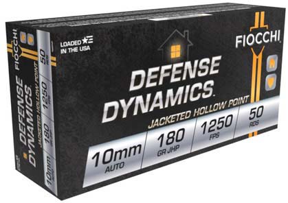 Fiocchi Defense Dynamics 10mm Auto 180 Grain JHP Brass Pistol Ammunition