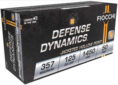 Fiocchi Defense Dynamics .357 Magnum 125 Grain SJHP Brass Cased Centerfire Pistol Ammunition