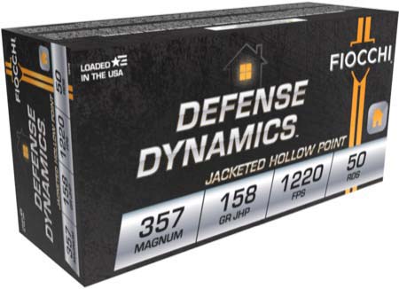 Fiocchi Defense Dynamics .357 Magnum 158 Grain JHP Brass Cased Pistol Ammunition