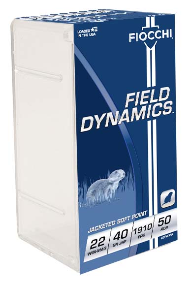 Fiocchi Field Dynamics .22 WMR 40 Grain JSP Brass Ammunition