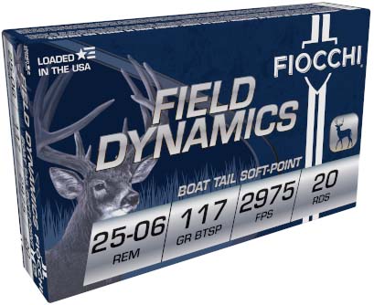 Fiocchi Field Dynamics .25-06 Remington 117 Grain PSP Brass Rifle Ammunition