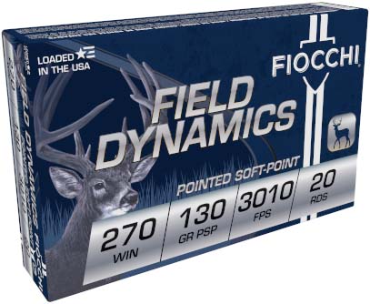 Fiocchi Field Dynamics .270 Winchester 130 Grain PSP Brass Rifle Ammunition