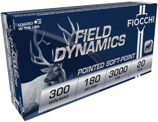 Fiocchi Field Dynamics .300 Winchester Magnum 180 Grain PSP Brass Rifle Ammunition