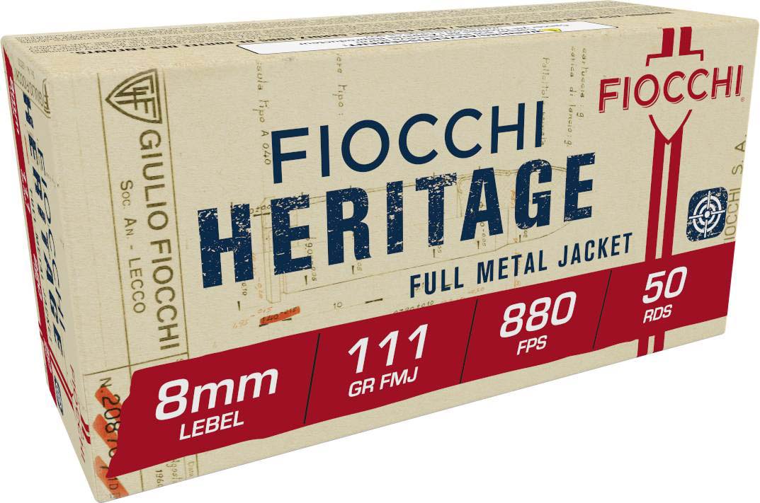 Fiocchi Heritage 8x27mmR Lebel 111 Grain Full Metal Jacket (FMJ) Brass Cased Centerfire Pistol Ammunition