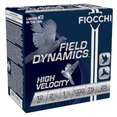 Fiocchi Hi Velocity Lead 12 Gauge 1 1/4oz 2.75in 7 1/2 Shot Shotgun Ammunition