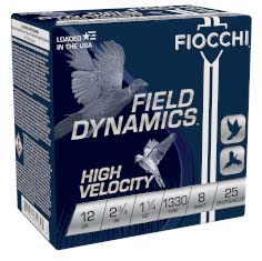 Fiocchi Hi Velocity Lead 12 Gauge 1 1/4oz 2.75in 8 Shot Shotgun Ammunition