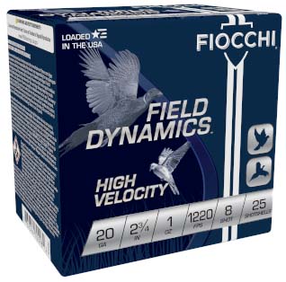 Fiocchi Hi Velocity Lead 20 Gauge 1oz 2.75in 8 Shot Shotgun Ammunition