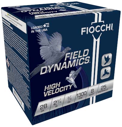 Fiocchi Hi Velocity Lead 28 Gauge 3/4 oz 2.75in 8 Shot Shotgun Ammunition