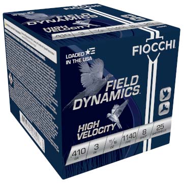 Fiocchi Hi Velocity Lead 410 Gauge 11/16oz 3in 8 Shot Shotgun Ammunition