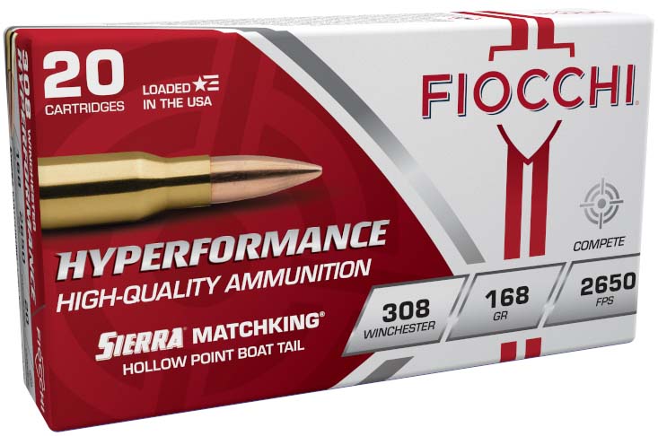 Fiocchi Hyperformance Hunt .308 Winchester 168 Grain HPBT MK Brass Rifle Ammunition