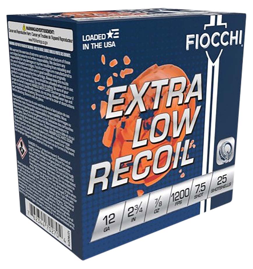 Fiocchi Low Recoil Trainer 12 Gauge 7/8oz 2.75in 7 1/2 Shot Shotgun Ammunition