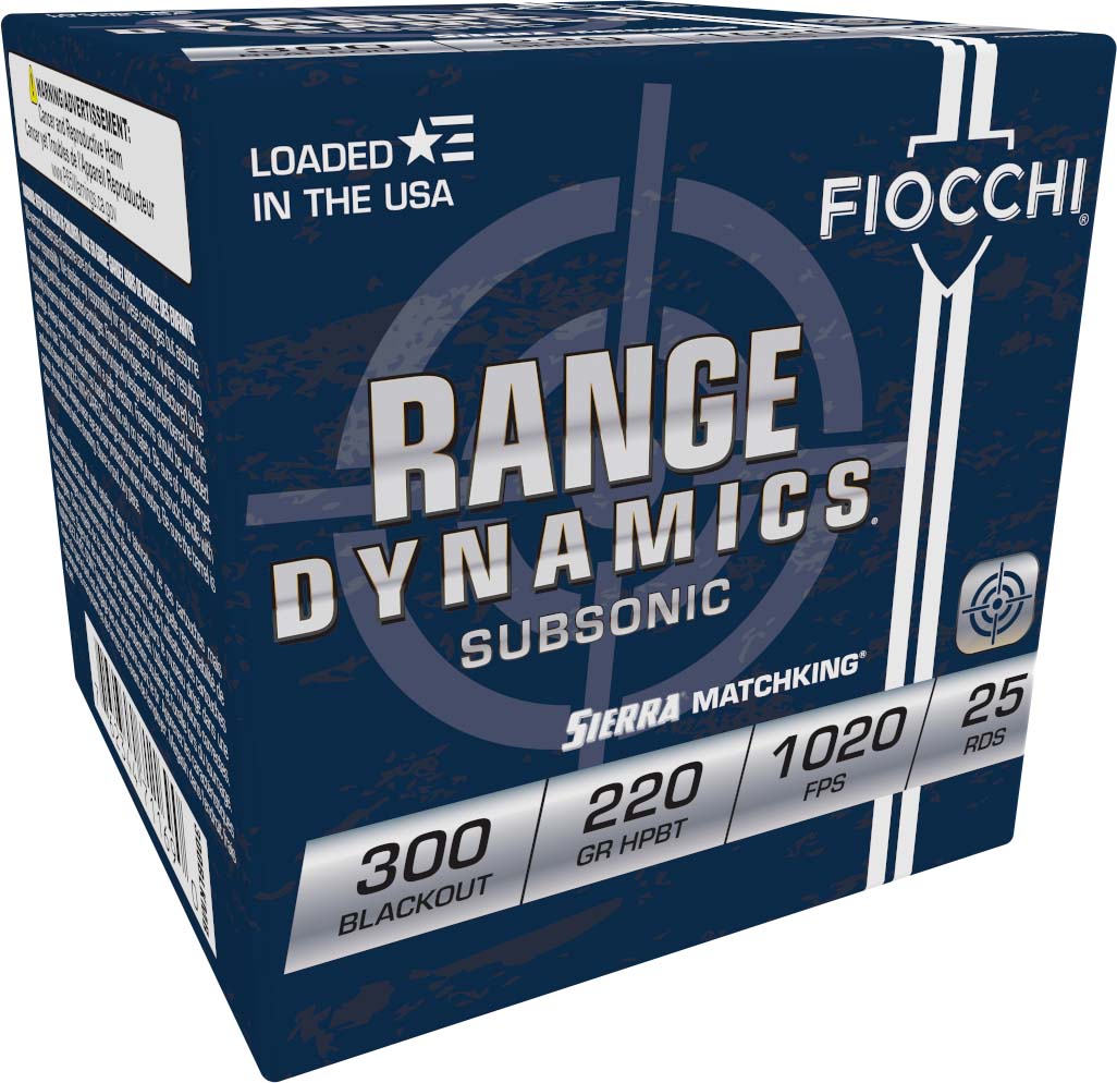 Fiocchi Range Dynamics .300 Blackout 220 Grain BTHP Brass Rifle Ammunition