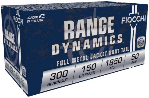 Fiocchi Range Dynamics 300BLK 150 Grain FMJBT Brass Rifle Ammunition