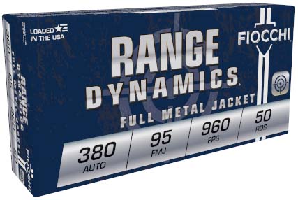 Fiocchi Range Dynamics .380 ACP 95 Grain FMJ Brass Case Pistol Ammunition