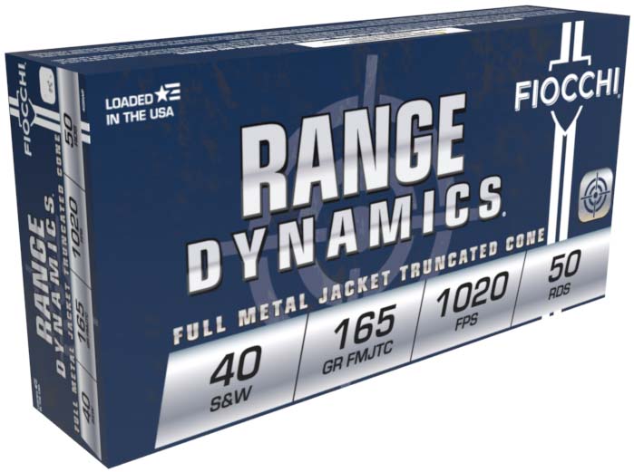 Fiocchi Range Dynamics .40S&W 165 Grain FMJTC Brass Pistol Ammunition