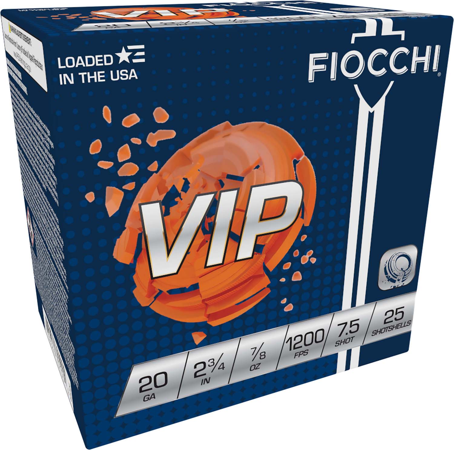 Fiocchi VIP 20 Gauge 7/8oz 2.75in 7 1/2 Shot Shotgun Ammunition