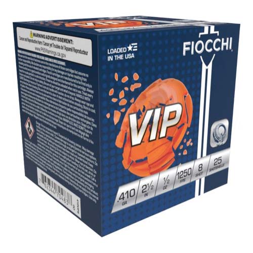 Fiocchi VIP 410 Gauge 1/2oz 2.5in 8 Shot Shotgun Ammunition