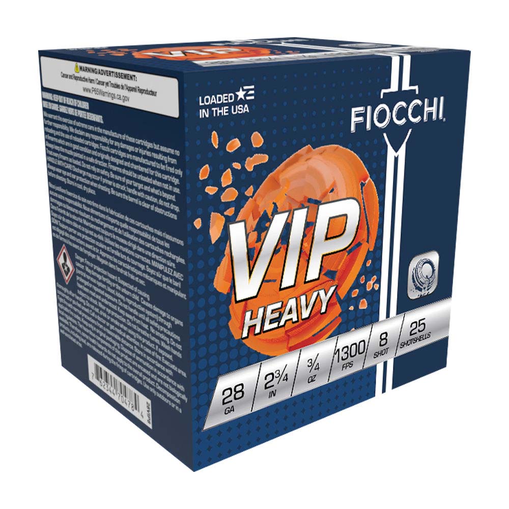 Fiocchi VIP Heavy 28 Gauge 3.4oz 2.75in 8 Shot Shotgun Ammunition