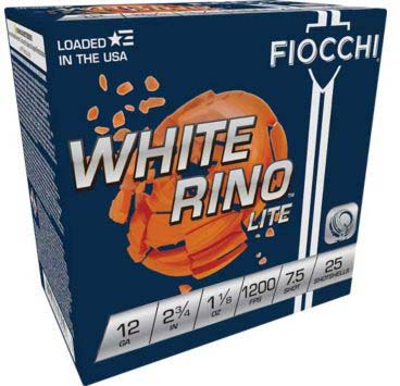 Fiocchi White Rino Lite 12 Gauge 2.75in 1 1/8 oz 7.5 Shot Shotgun Ammunition