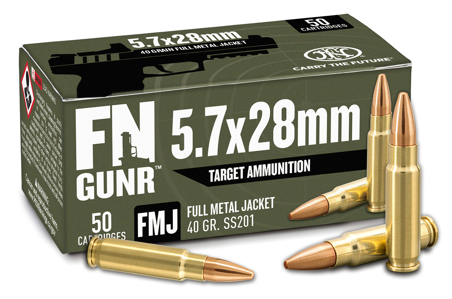 FN America 5.7x28mm 40 Grain Full Metal Jacketed Rifle Ammunition 