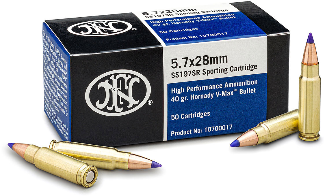 FN America SS197SR 5.7x28mm 40 Grain Hornandy V-Max Brass Cased Pistol Ammunition