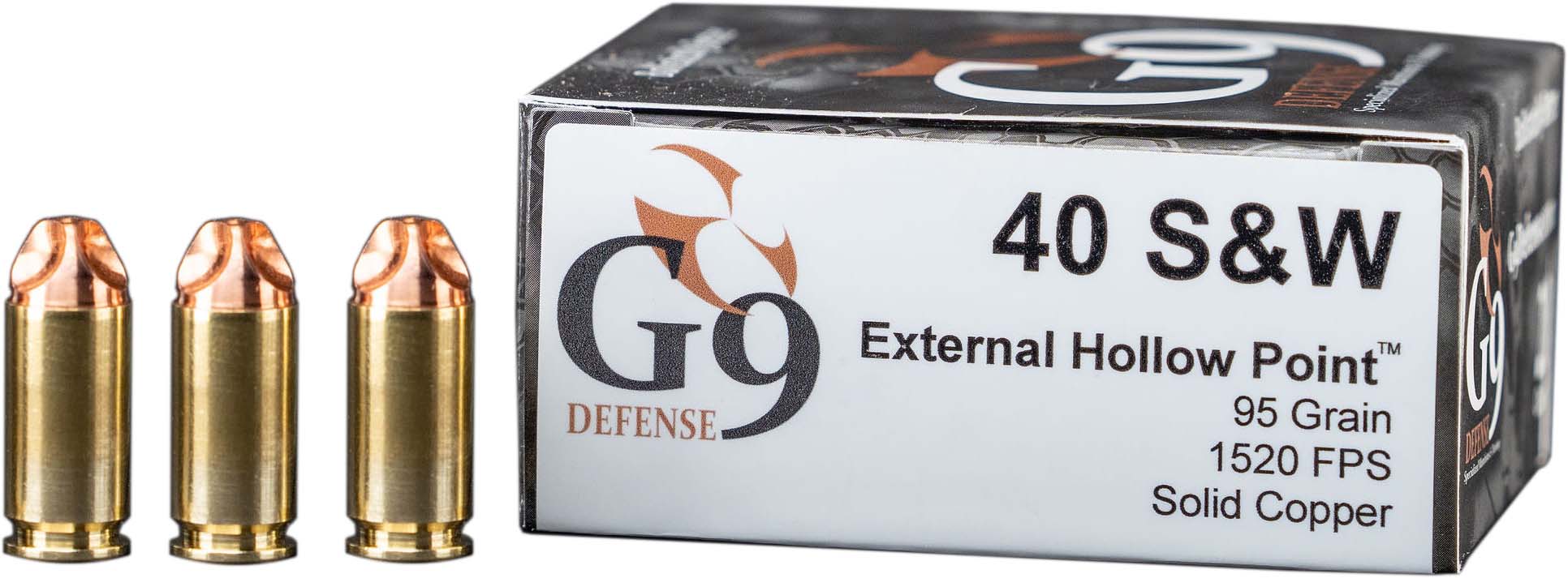 G9 Defense .40 S&W 95 Grain Hollow Point Brass Cased Pistol Ammunition