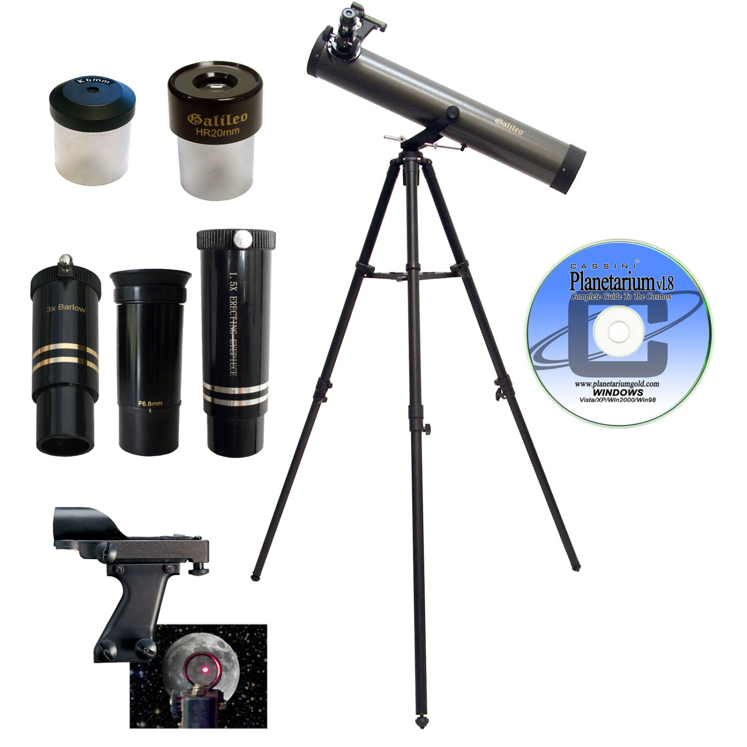 Galileo FS80Z 800x80mm Zoom Reflector Telescope Kit 50 Off w/ Free