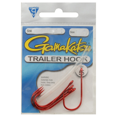 Gamakatsu Trailer Hook Red 1/0, 5 Hooks P/P 210311