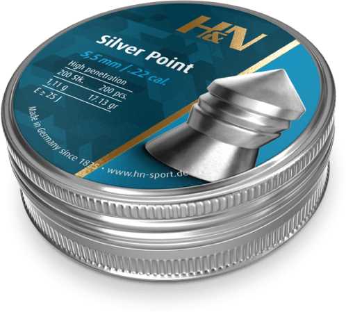 H&N Sport Silver Point .22 Caliber 17.13 Grain Air Rifle Pellets