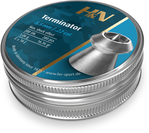 H&N Sport Terminator .22 Caliber 6.36 Grain Air Rifle Pellets