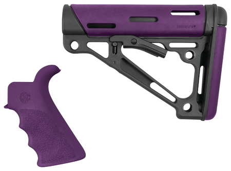 Hogue AR-15/M16 Collapsible Buttstock Kit With Finger Groove Beavertail Grip Purple