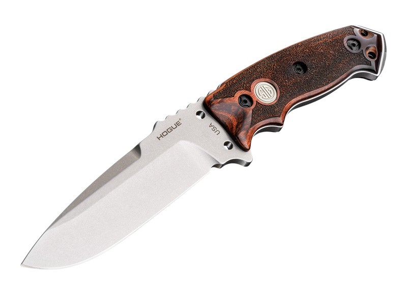 The Hogue EX-F01 5.5in Sig Fixed Drop Point Blade, A-2 Bead Blast, Clear Fi...