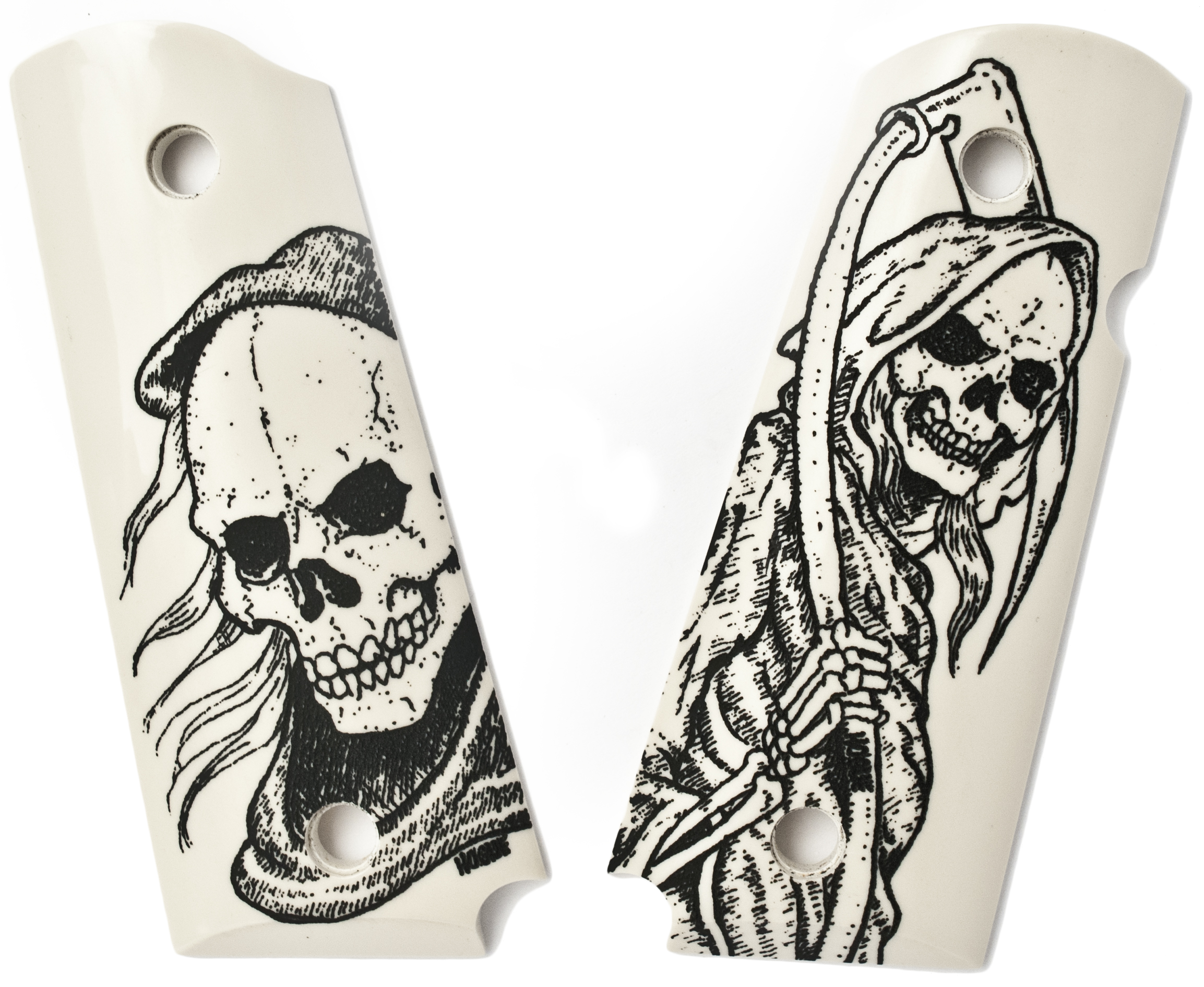 Hogue Officers Model Handgun Grip Scrimshaw Ivory Polymer