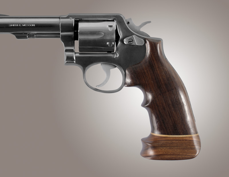 Hogue S&W K or L Sq. Butt Handgun Grip Rosewood Top Finger Groove Big Butt Checkered 10944