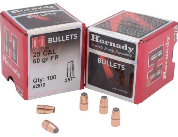 Hornady Traditional Rifle Bullets, 25 Caliber, .257, 60 Grain, Flat Point