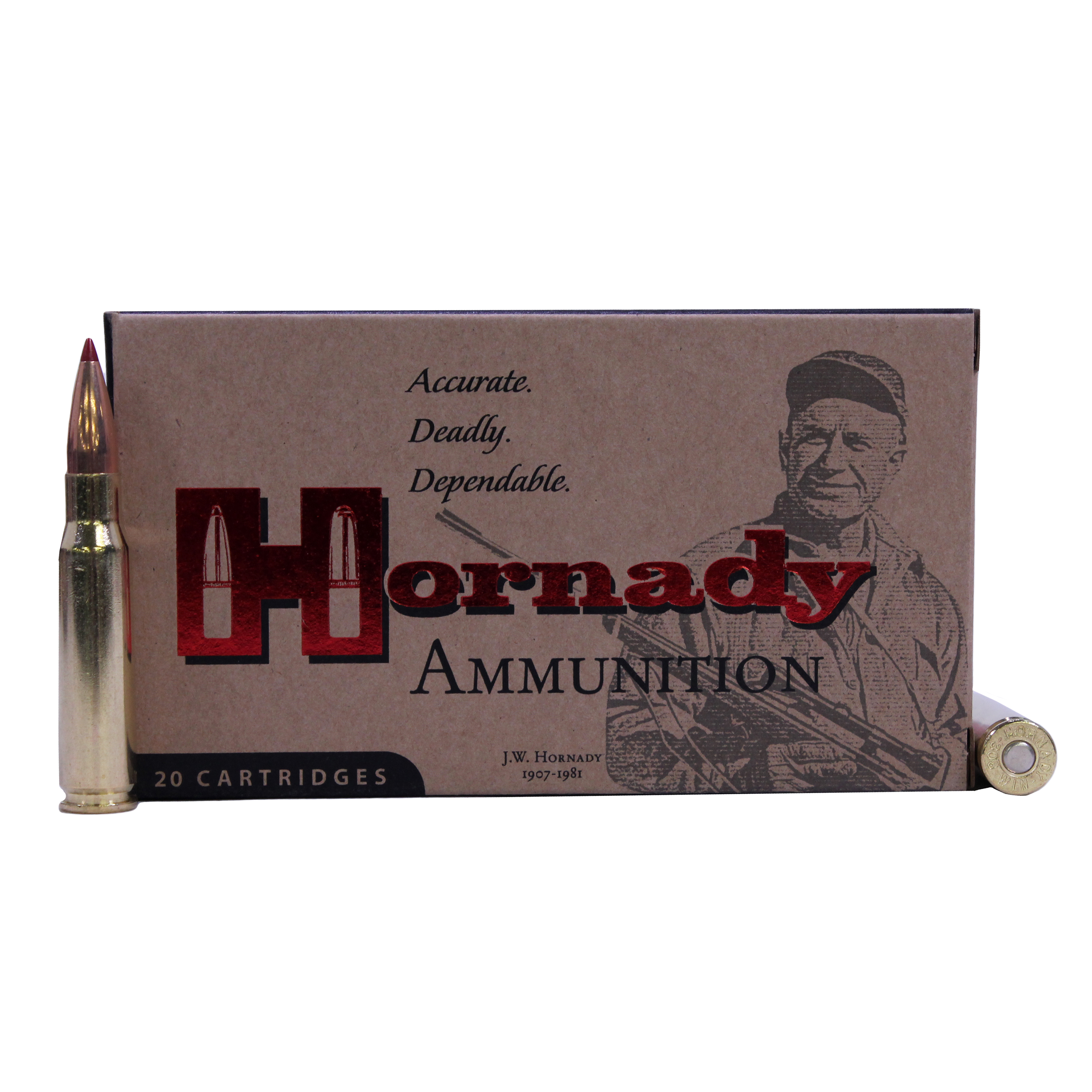 Hornady Match .308 Winchester 168 Grain Extremely Low Drag Match Centerfire Rifle Ammunition