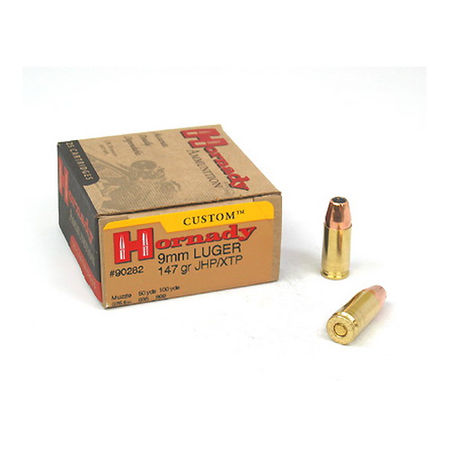 Hornady Custom 9 mm Luger 147 Grain eXtreme Terminal Performance Centerfire Pistol Ammunition