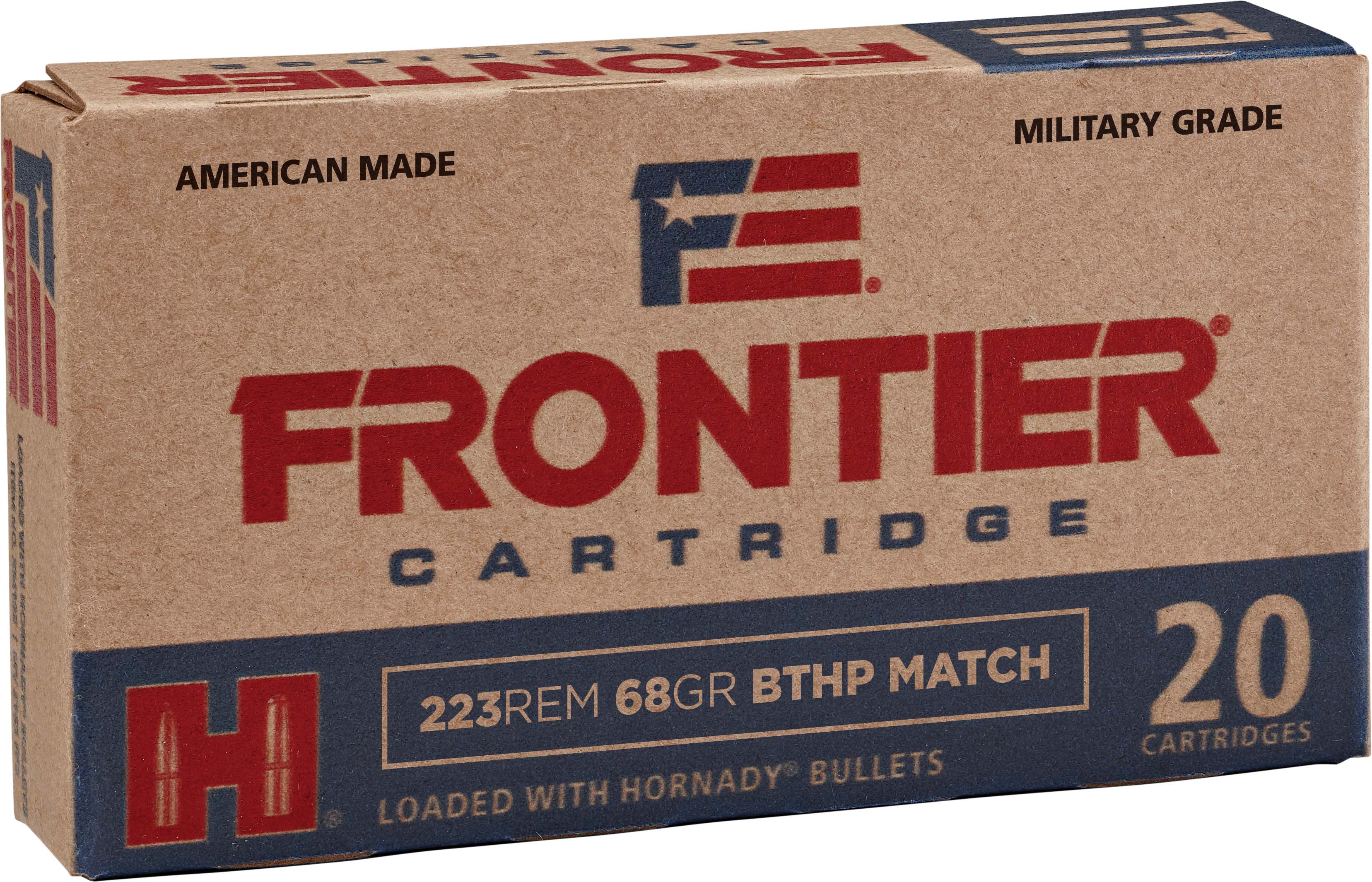 Hornady Frontier .223 Remington 68 Grain Boat-Tail Hollow Point Centerfire Rifle Ammunition