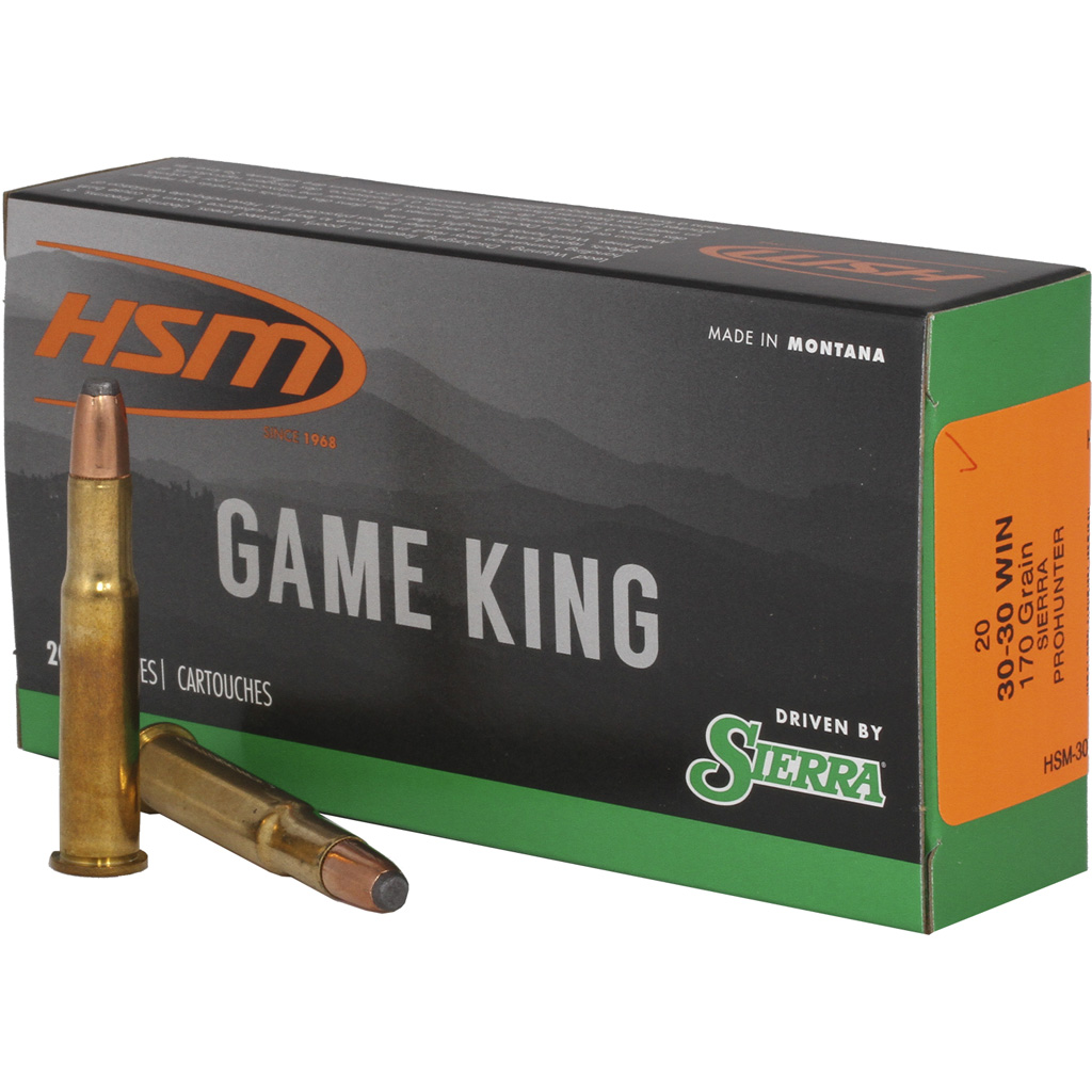 HSM Ammunition Game King .30-30 Winchester 170 Grain Sierra Gameking Brass Cased Centerfire Rifle Ammunition