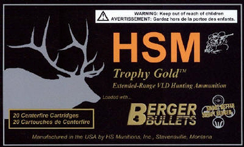 HSM BER3006168VL Trophy Gold 30-06 Springfield 168 Gr Match Very Low Drag 20 Bx